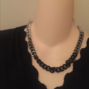 Black gray silver ombré chain necklace